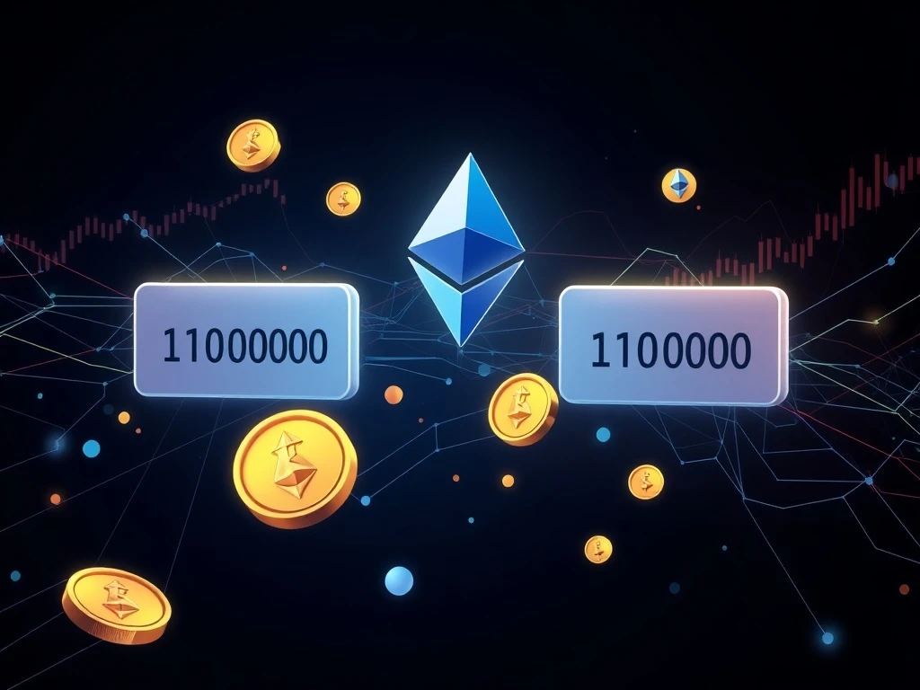 Ethereum blockchain transaction visualization showing large fund movement between digital wallets