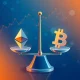 Ethereum Flippening scenario showing ETH surpassing Bitcoin in market dominance with institutional adoption metrics