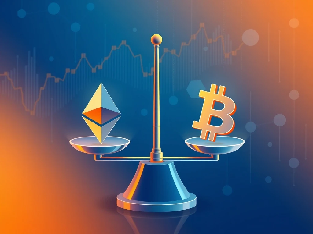 Ethereum Flippening scenario showing ETH surpassing Bitcoin in market dominance with institutional adoption metrics