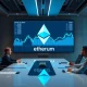 Corporate Ethereum institutional adoption strategy meeting with financial analytics