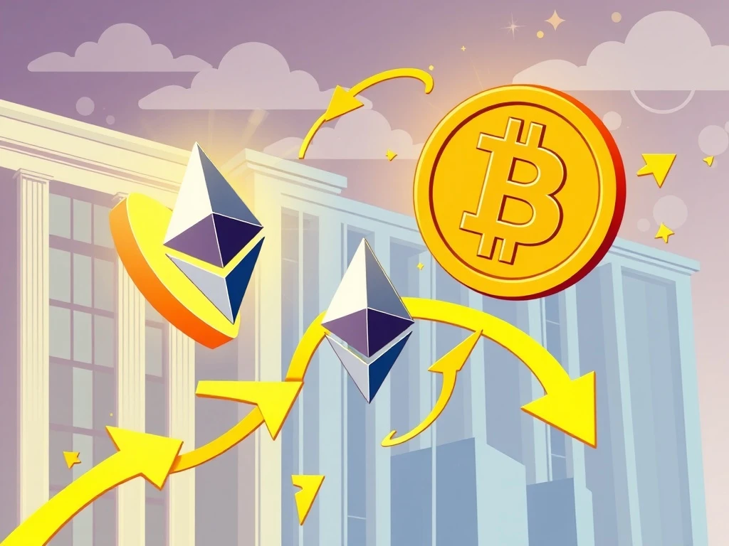 Ethereum institutional flows surpassing Bitcoin with capital movement visualization