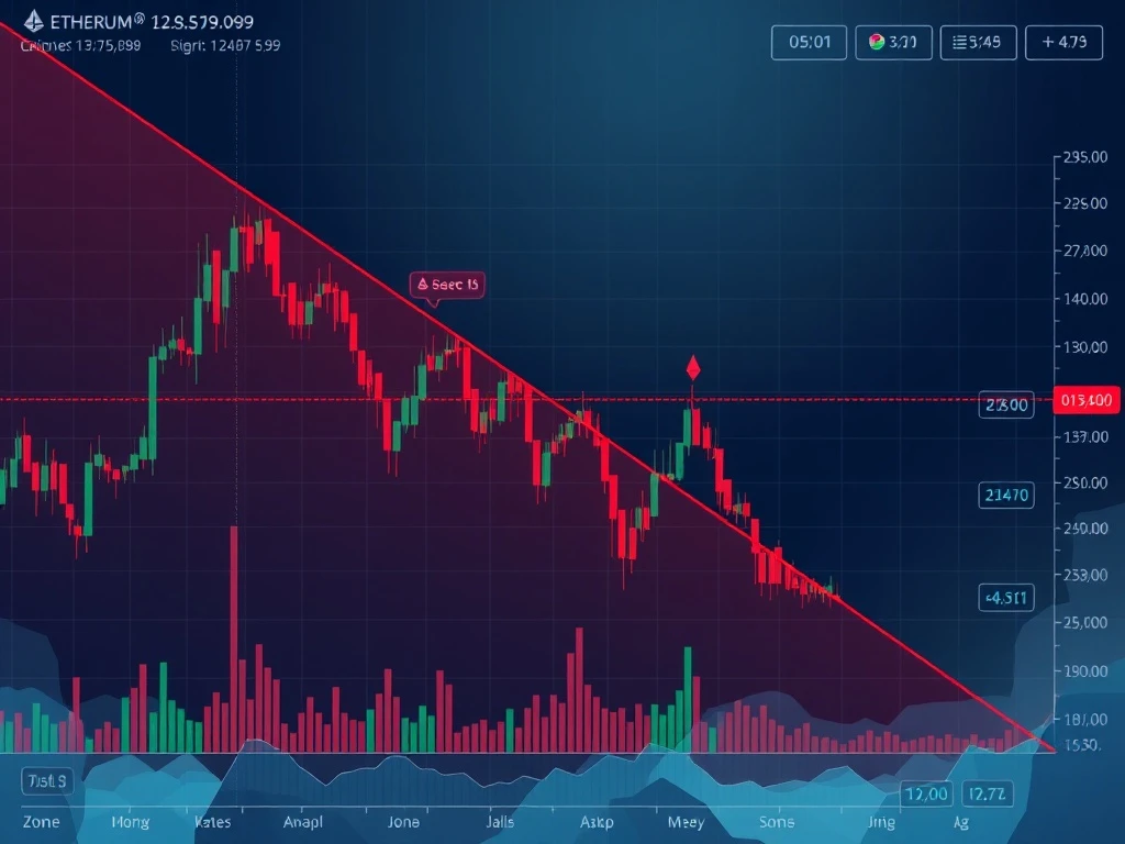 Ethereum liquidation risk chart showing critical price levels and market volatility indicators