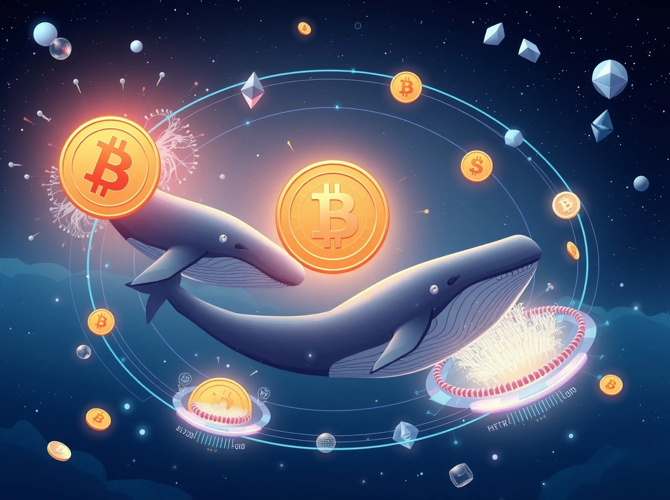 Ethereum news coverage showing whale trading activity between Bitcoin and Ethereum with altcoin season indicators