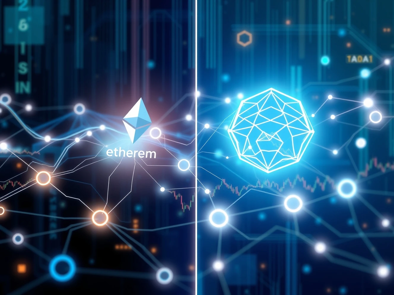 Ethereum news coverage showing blockchain competition between ETH and Solana networks with scaling solutions
