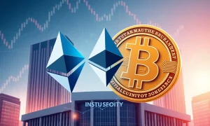 Ethereum outperforming Bitcoin in 2025 institutional investment landscape with financial charts