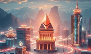 Ethereum price prediction showing blockchain technology transforming traditional financial infrastructure with digital assets