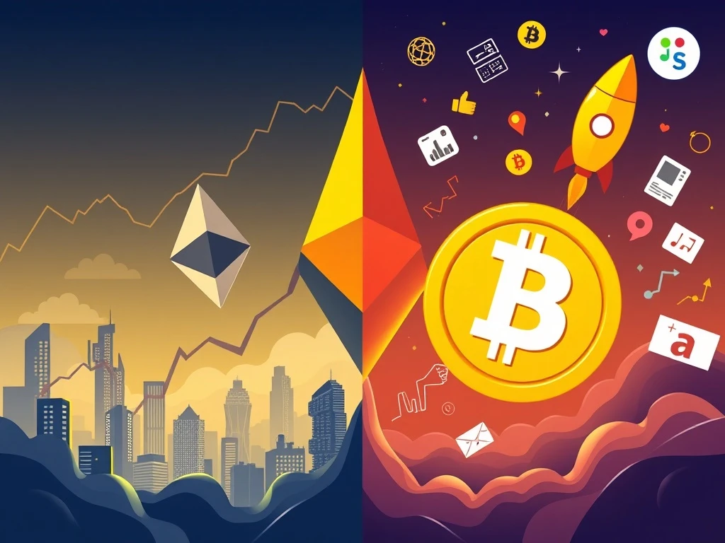 Ethereum price prediction comparison showing institutional growth versus meme coin potential