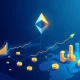 Ethereum price prediction analysis showing blockchain growth and remittance market disruption with financial charts