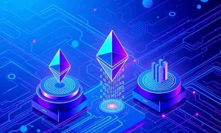 Ethereum staking infrastructure showing validator nodes and institutional investment flows