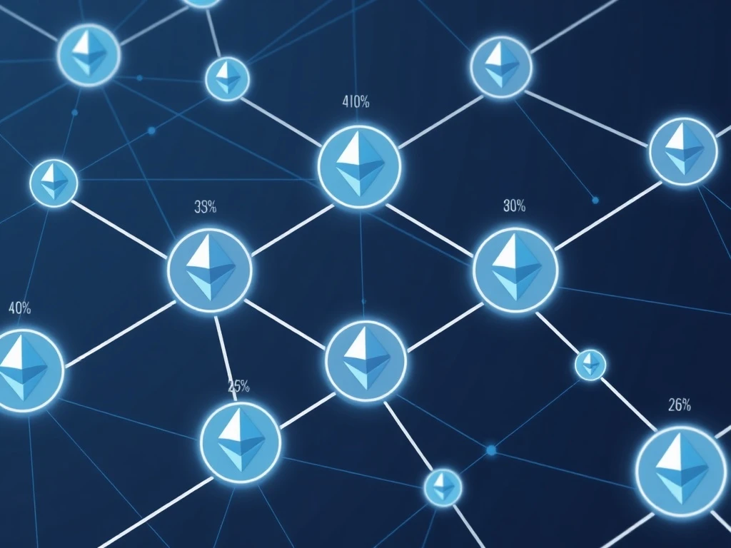 Ethereum staking network visualization showing validator nodes and security connections