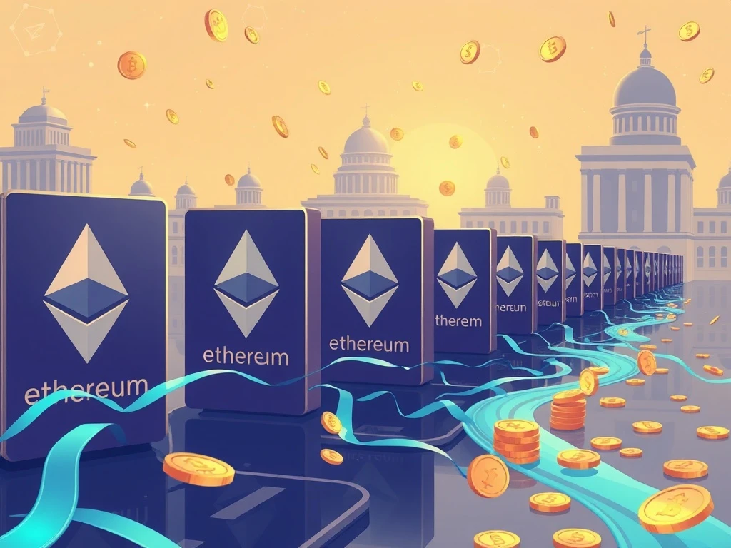 Ethereum staking validators queue with institutional absorption mechanisms preventing price volatility