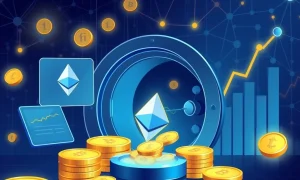 Ethereum staking transformation showing coins moving from exchanges to secure vault