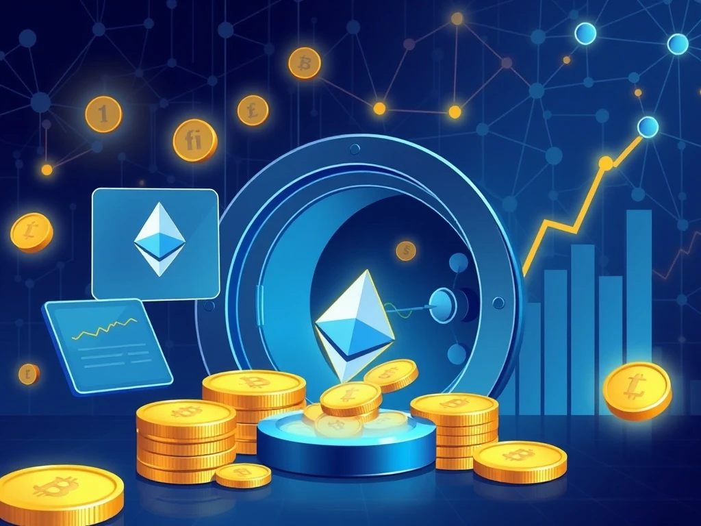 Ethereum staking transformation showing coins moving from exchanges to secure vault