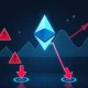 Ethereum trading chart showing liquidation points and risk warning indicators for cryptocurrency investors