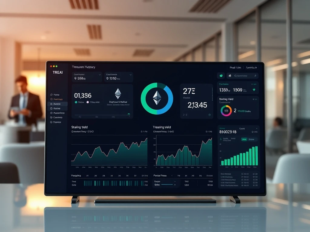 Institutional Ethereum treasuries dashboard showing yield optimization strategies and digital asset management
