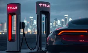 EV charging station with multiple adapters showing transportation technology evolution