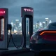 EV charging station with multiple adapters showing transportation technology evolution