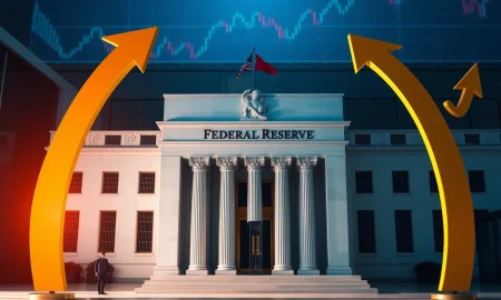 Federal Reserve building with rising inflation indicators challenging Fed interest rates policy