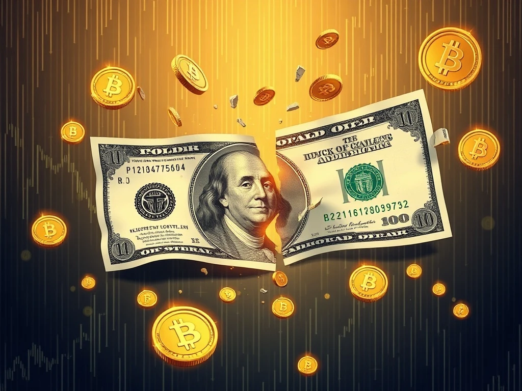 Federal Reserve policy triggering dollar crisis and cryptocurrency market surge with blockchain technology