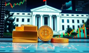Strategic portfolio allocation during Fed rate cut showing gold, Bitcoin and equities performance