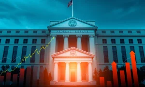 Financial growth chart showing positive impact of Fed rate cut on investments and economy