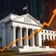 Bitcoin price chart reacting to Federal Reserve rate cut decision showing market volatility and economic impact