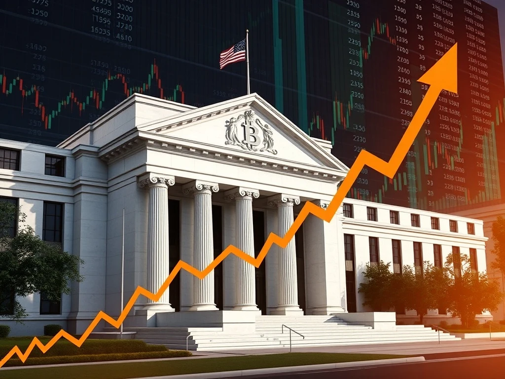 Bitcoin price chart reacting to Federal Reserve rate cut decision showing market volatility and economic impact