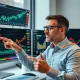 Financial analyst analyzing Fed rate cut impact on investment portfolio performance charts