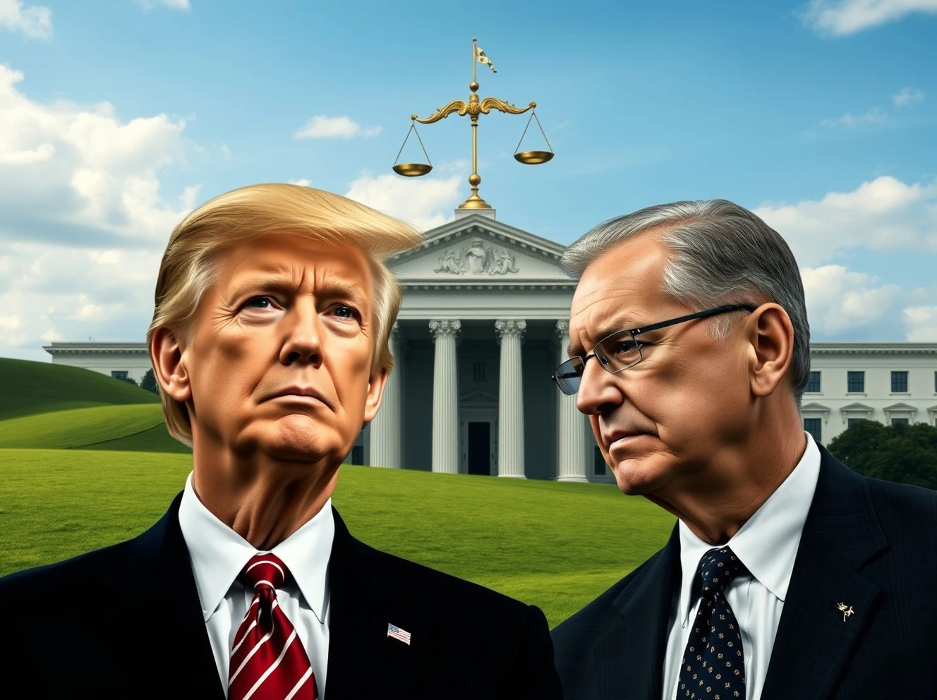 An illustration showing a President and a Federal Reserve governor, symbolizing the complex relationship and legal limits on presidential firing powers.