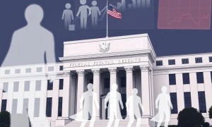 Federal Reserve building with ghost employment data affecting interest rate cut decision