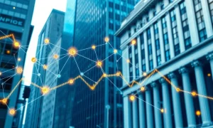 Blockchain IPO revolutionizing traditional finance with digital technology meeting Wall Street