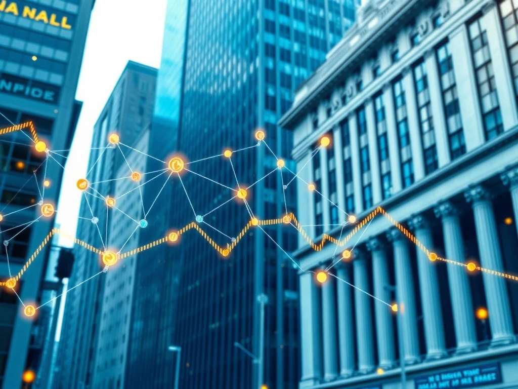 Blockchain IPO revolutionizing traditional finance with digital technology meeting Wall Street