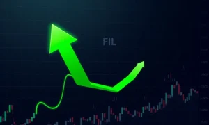 FIL cryptocurrency dramatic price surge chart with technical indicators showing massive 273% monthly gain