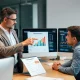 Financial adviser discussing risk tolerance assessment with concerned client during portfolio review