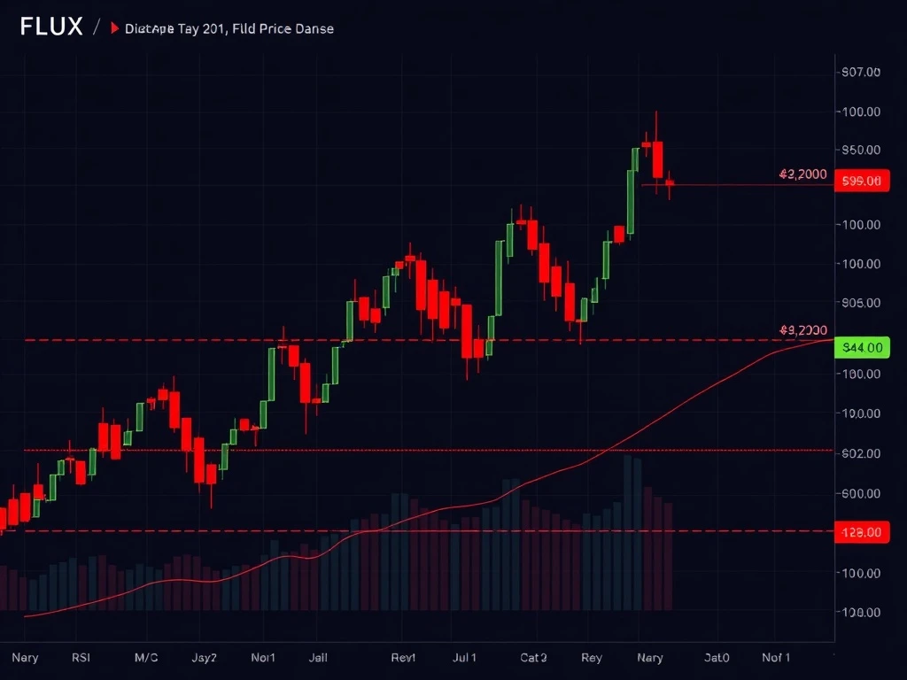 FLUX cryptocurrency dramatic price collapse showing bearish technical indicators and market decline