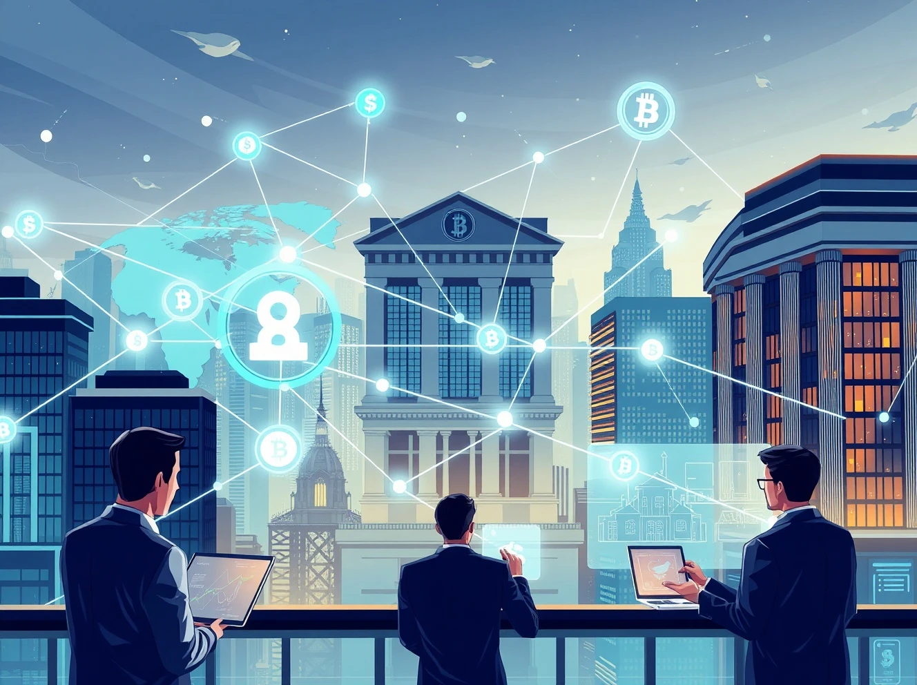 Blockchain payment system transforming global financial transactions between major banks