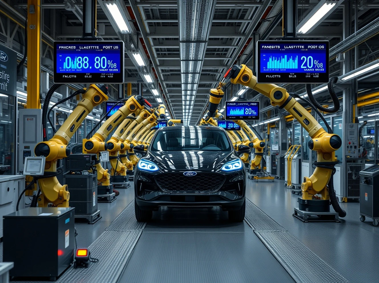 Ford cost reduction strategy implementation in modern automotive manufacturing facility