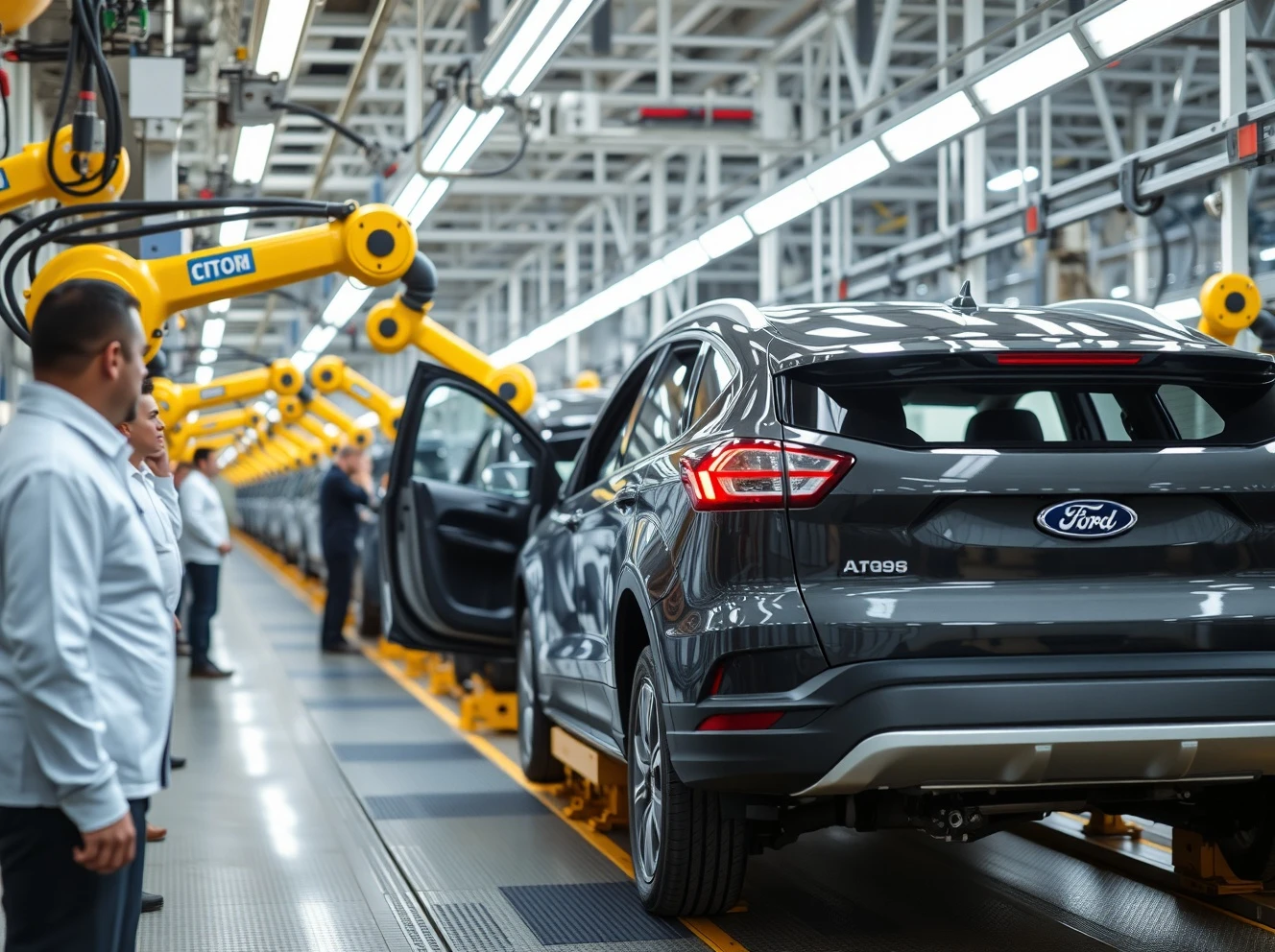 Ford production problems causing quality inspection delays at automotive factory assembly line
