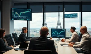 French corporate Bitcoin treasury strategy meeting with digital charts