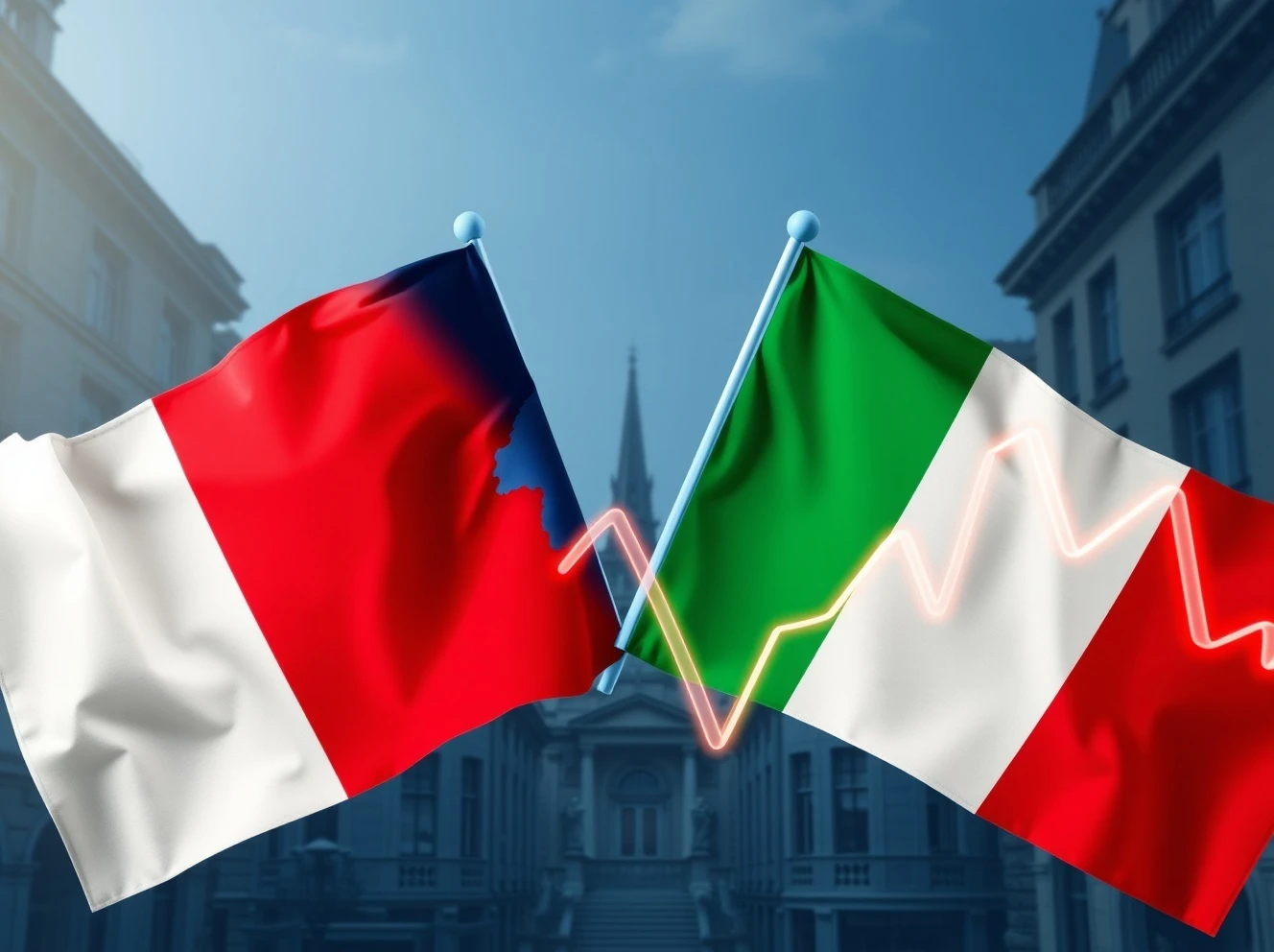 Historic reversal of French 10-year yields surpassing Italian bond yields in European debt markets