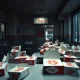 Closed fried chicken chain restaurant showing empty dining area during restructuring period