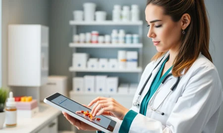 Healthcare professional using Fullscript platform for efficient supplement management and patient care