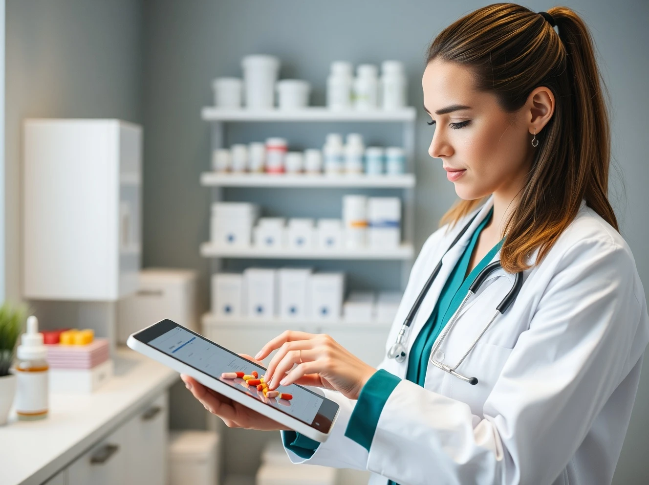 Healthcare professional using Fullscript platform for efficient supplement management and patient care