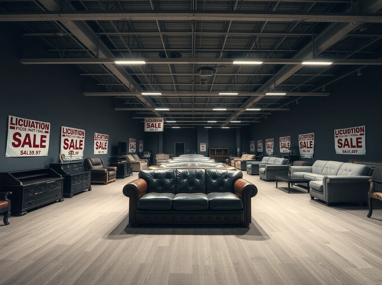 Furniture giant liquidates showroom with empty displays and closing signs