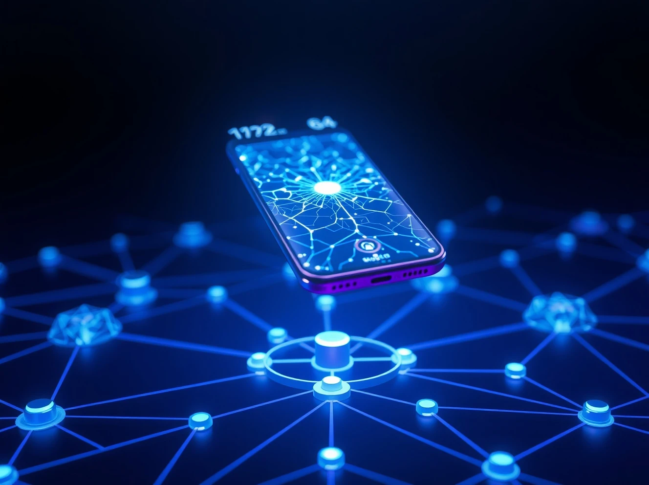 Gaia decentralized AI smartphone displaying neural network interface with blockchain connectivity