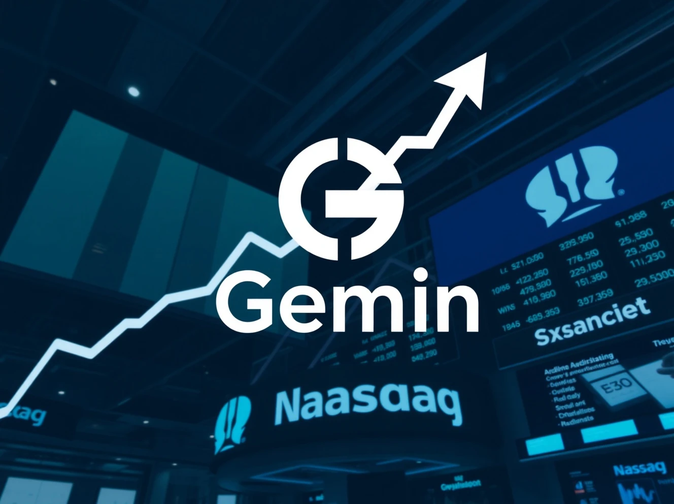 Gemini IPO launch on Nasdaq with rising stock chart and cryptocurrency integration