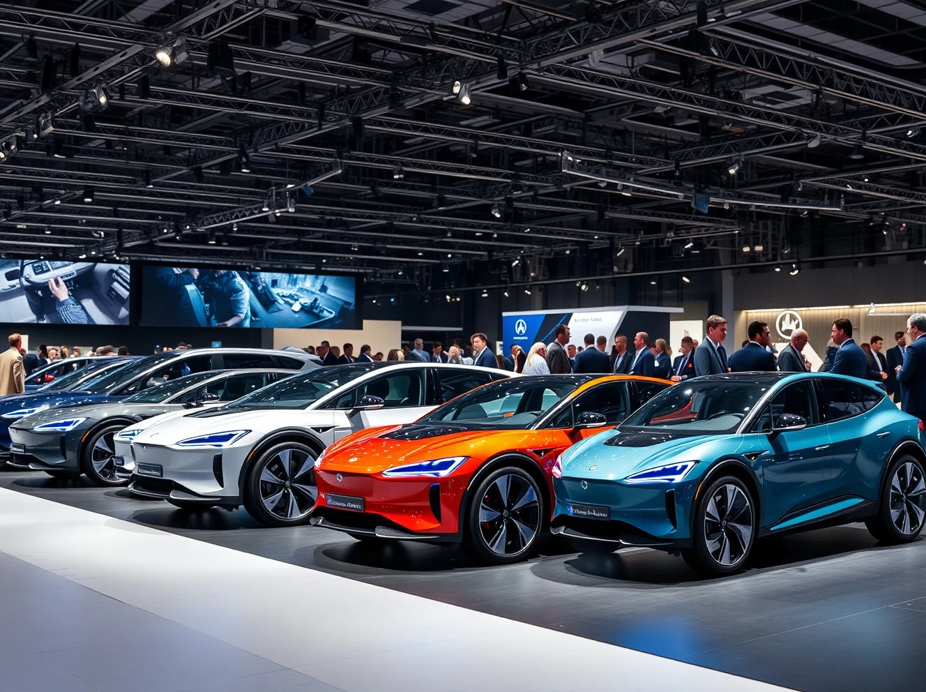 German automakers showcasing electric vehicles at international automotive conference with investment backdrop