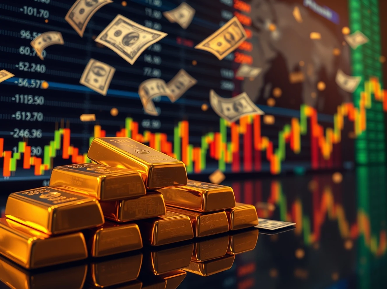 Gold price surge during market uncertainty with investors seeking safe haven assets