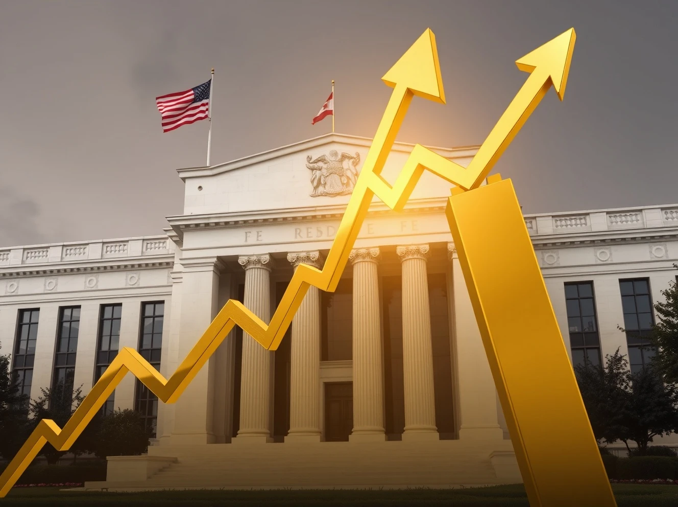 Gold price surge chart showing record highs amid Federal Reserve policy uncertainty