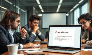 Google's controversial ad blocker decision causing employee frustration in corporate meeting